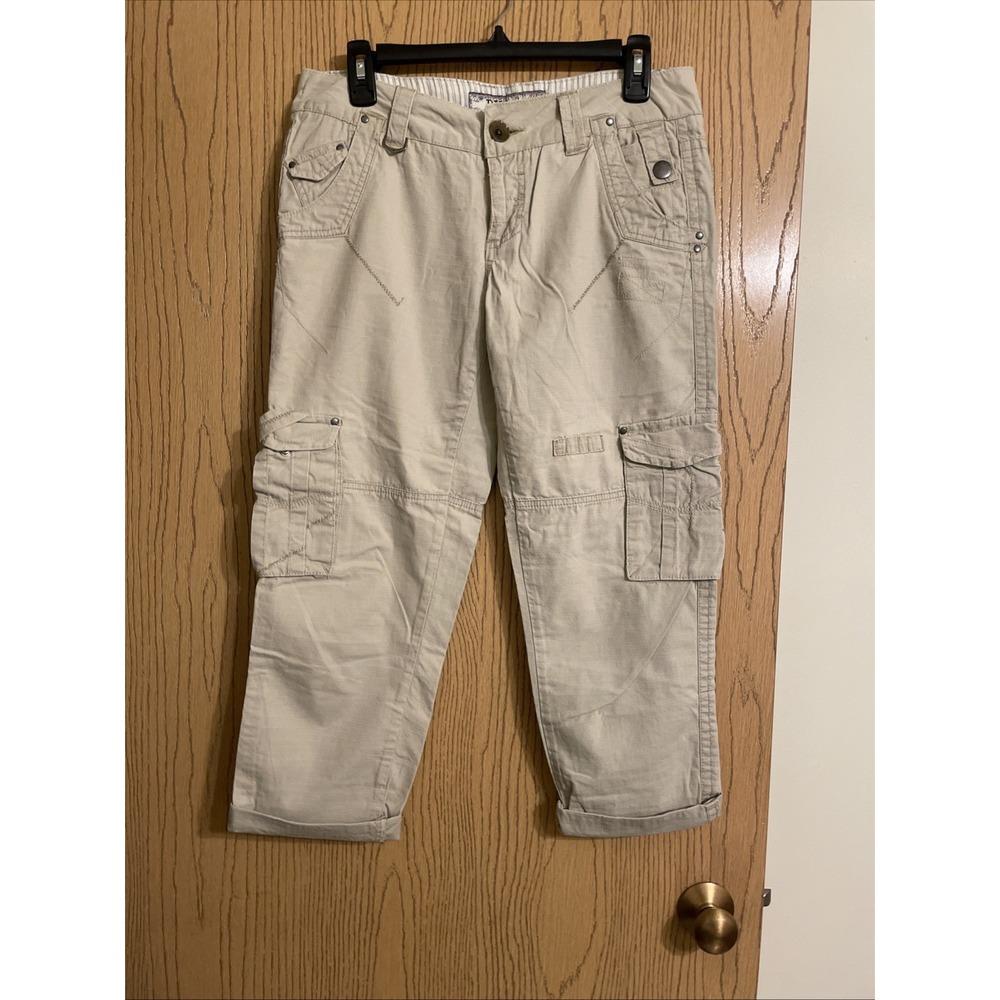 BKE RAYNE Cargo Capri Pants Womens 27 Khaki Vintage‎ Y2K Utility Casual